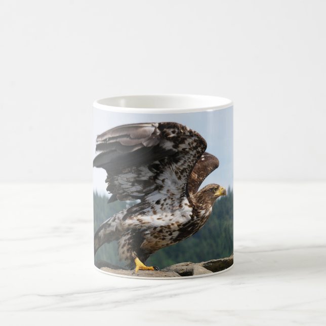 Immature Bald Eagle Ready For Takeoff Coffee Mug (Center)