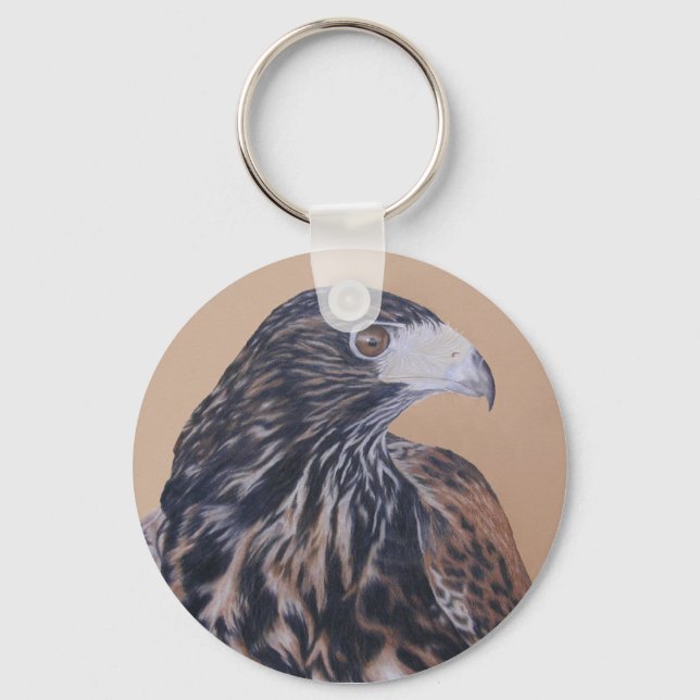 Immature Harris Hawk Key Ring (Front)