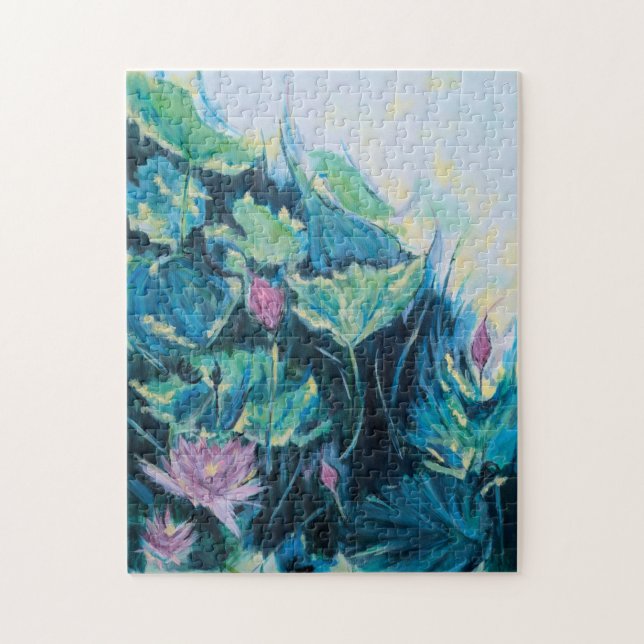 Immerse In The Flow Abstract Purple Floral  Jigsaw Puzzle (Vertical)