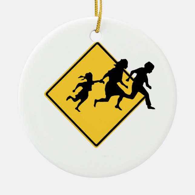 Immigrant crossing ceramic ornament (Front)