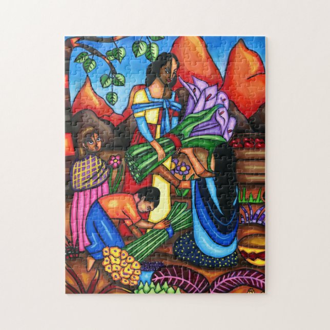 Immigrant Farmers Colourful Abstract Original art  Jigsaw Puzzle (Vertical)