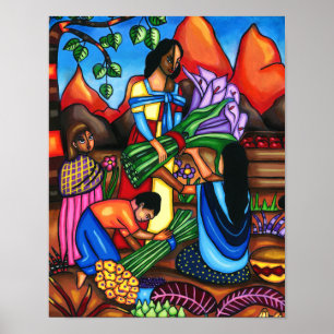 Immigrant Farmers Colourful Abstract Original art Poster
