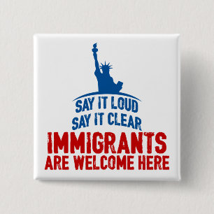 Immigrants Welcome Square Button