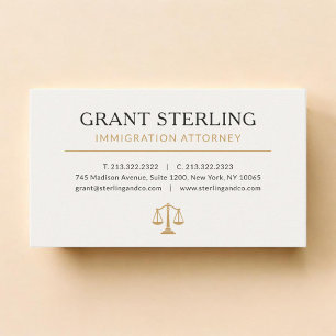 Immigration Attorney Neutral Beige Gold Business Card