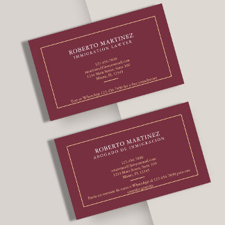 Immigration Lawyer Bilingual English Spanish Business Card