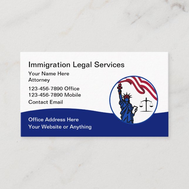 Immigration Naturalization Attorney Business Card (Front)