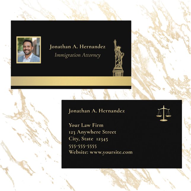 Immigraton Attorney or Lawyer Elegant Photo Business Card (Creator Uploaded)