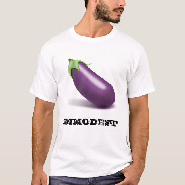 Immodest Egglant Modesty Humble Funny Shirt (Front)