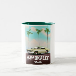 Immokalee Florida Supercar travel poster Two-Tone Coffee Mug