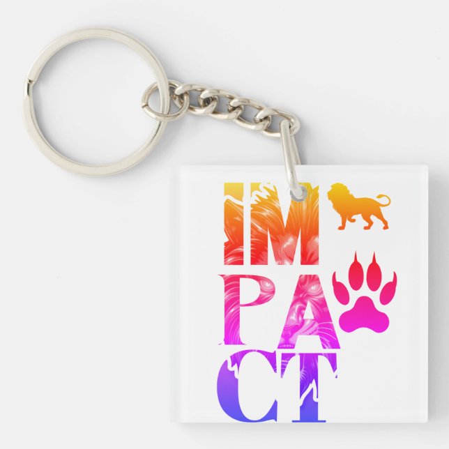 Impact Lion Design - Bold Wildlife Art Key Ring (Front)