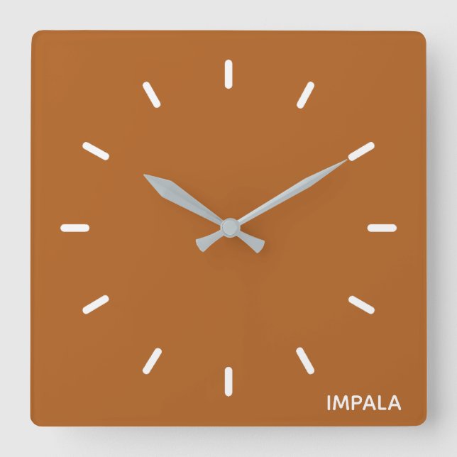 Impala brown colour name square wall clock (Front)