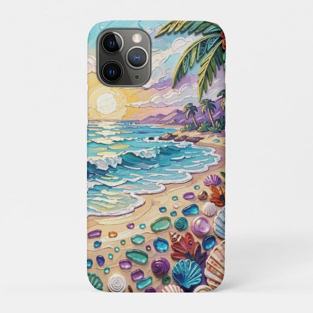 Impasto Beach and Sea Glass Sunset and Sunrise Case-Mate iPhone Case (Back)