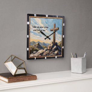 Impasto Faith: Follow His Way Square Wall Clock