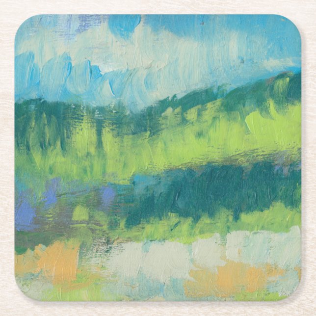 Impasto Field II Square Paper Coaster (Front)