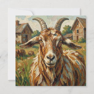 Impasto Goat on a Farm Art