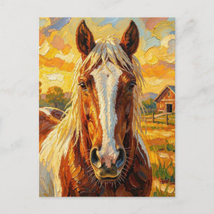 Impasto Horse on a Farm   Keeping in Touch Postcard