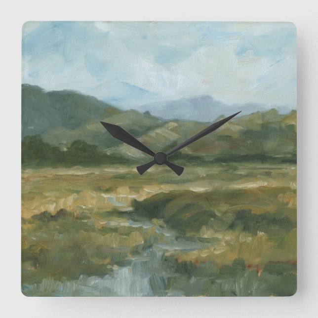 Impasto Landscape III Square Wall Clock (Front)