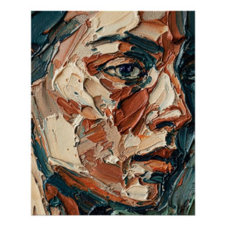 Impasto Oil Painting Textured Portrait Art Print