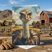 Impasto Ostrich on a Ranch | Birthday