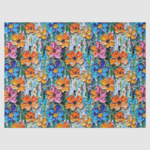 Impasto Style Flowers in a Colourful Pattern Tissue Paper