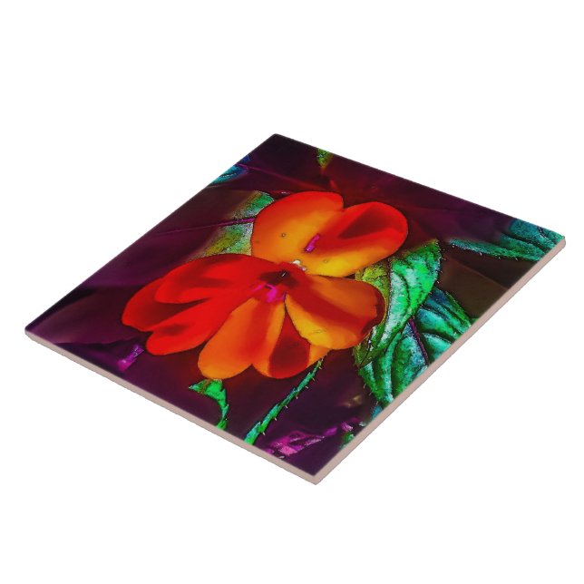 Impatiens Flower Ceramic Tile (Side)