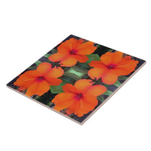 Impatiens Flower Pattern Ceramic Tile