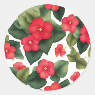 Impatiens Flowers Summer Classic Round Sticker
