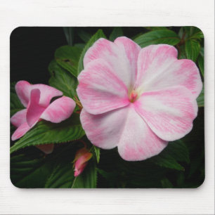 Impatiens Pink White Mousepad