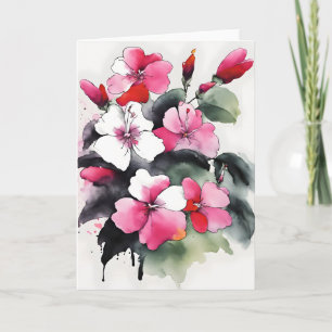 Impatiens - Watercolor flowers Card