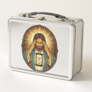 Impatient Jesus Loading Hourglass Slow Internet Te Metal Lunch Box