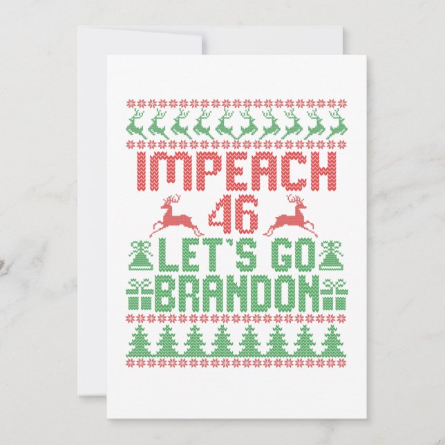 Impeach 46 Let's Go Brandon Ugly Christmas Sweater Thank You Card (Front)