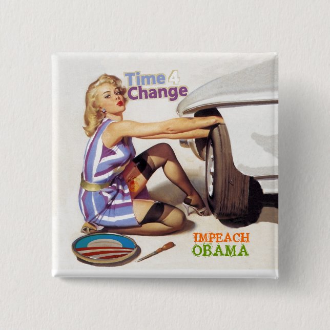 Impeach Obama 15 Cm Square Badge (Front)