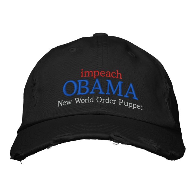 impeach OBAMA New World Order Puppet Embroidered Hat (Front)