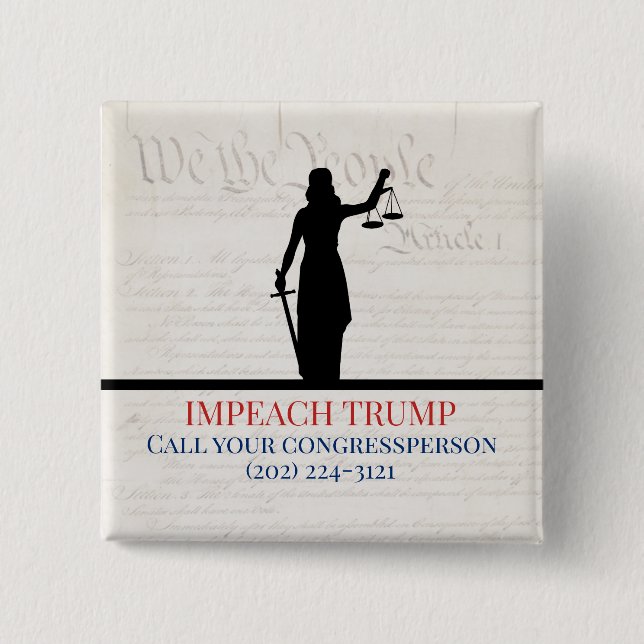 Impeach Trump Call Congress Lady Justice 15 Cm Square Badge (Front)