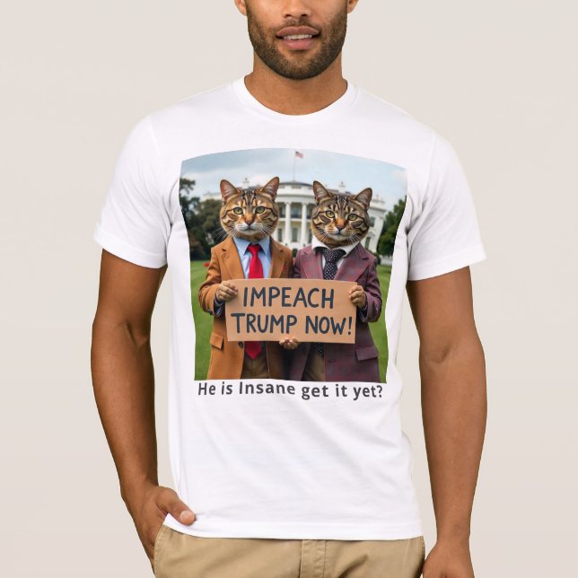 Impeach Trump Now Cats in Suits T-Shirt (Front)