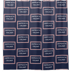 Impeach Trump Red and White Rectangles Backdrop Shower Curtain