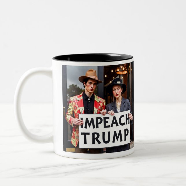Impeach Trump  Two-Tone Coffee Mug (Left)