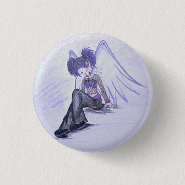 "Imperfect Angel" (purple) Button (Front)