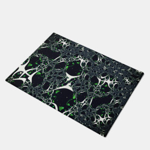 Imperfect white fractal on black space, knitted doormat