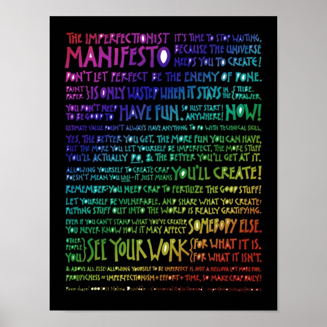 Imperfectionist Manifesto Poster - Black Rainbow (Front)