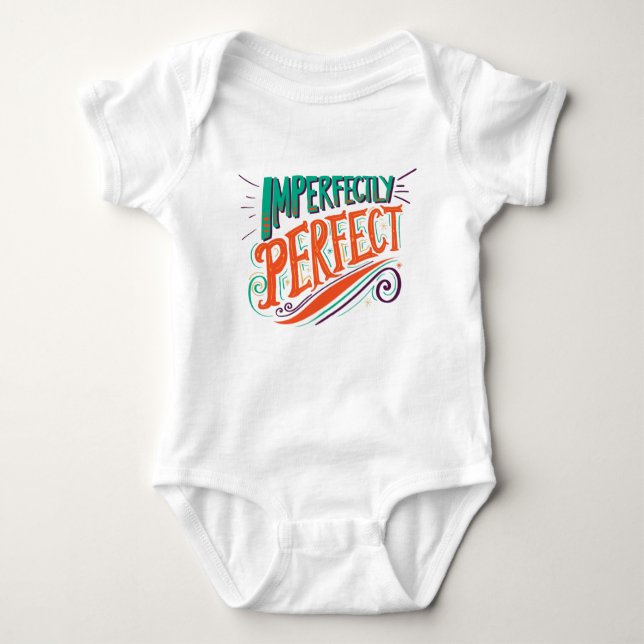 Imperfectly Perfect Quote Cartoon Baby Bodysuit (Front)