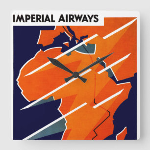 Imperial Airways Africa Square Wall Clock
