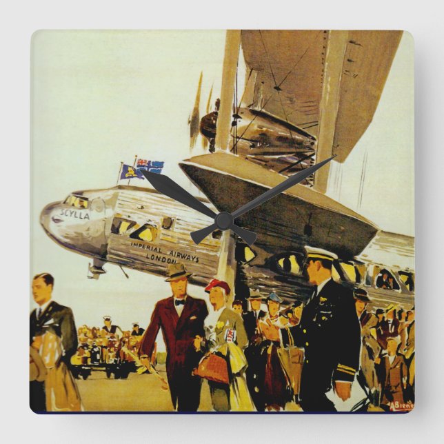 Imperial Airways Arrival Square Wall Clock (Front)