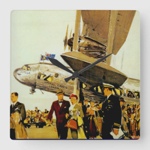Imperial Airways Arrival Square Wall Clock