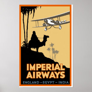 Imperial Airways ~ England - Egypt - India Poster