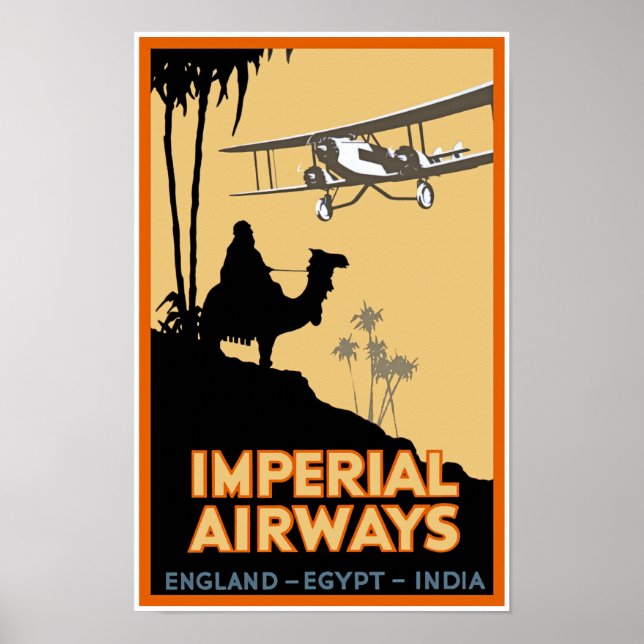 Imperial Airways ~ England - Egypt - India Poster (Front)