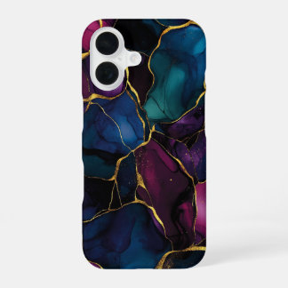 Imperial Améthyste Luxury Purple Teal Marble iPhone 16 Case