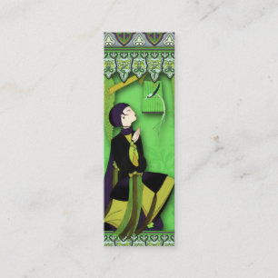 IMPERIAL BIRD in Chartreuse, Purple and Green Mini Business Card