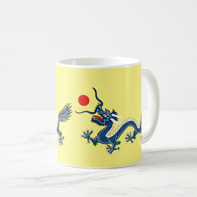 Imperial Blue Dragon Asia Flag Culture Design Coffee Mug (Front Right)
