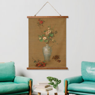 Imperial Chinese Floral Still Life by Castiglione Hanging Tapestry